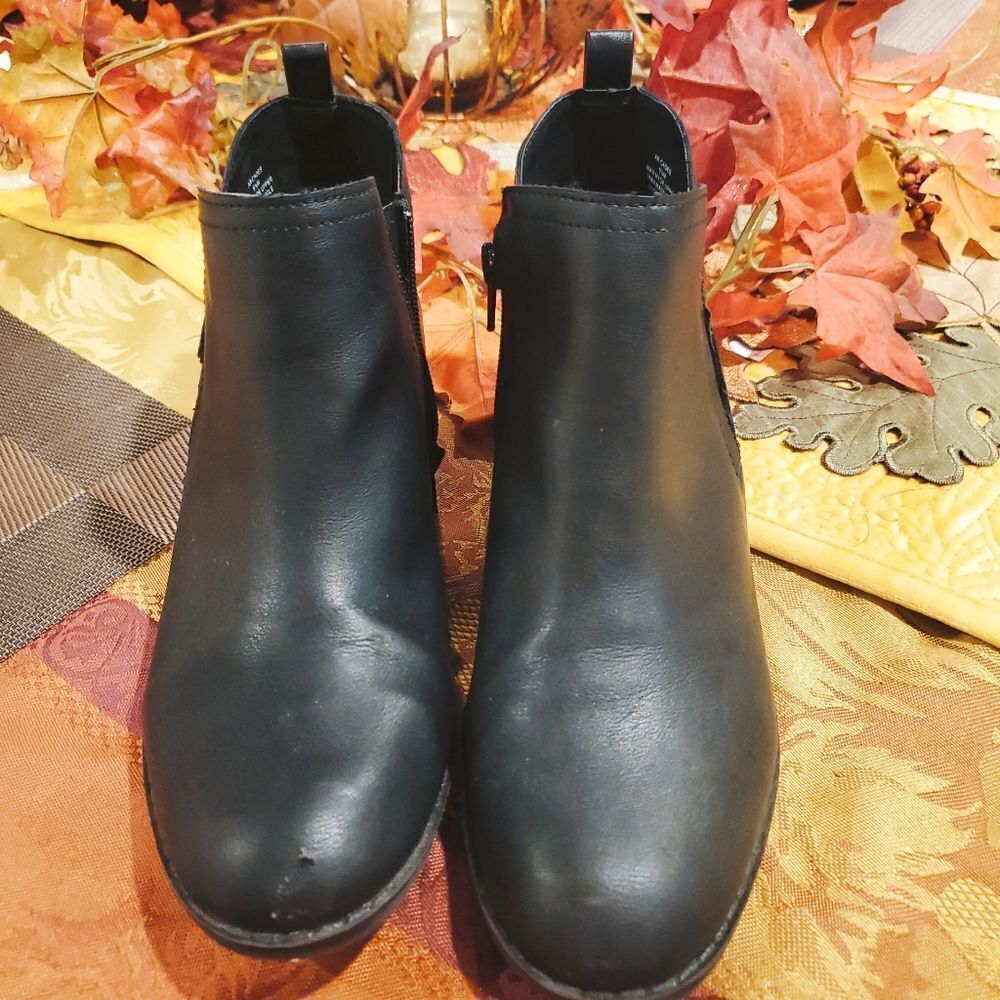 AMERICAN RAG Black Faux Leather Ankle Boot